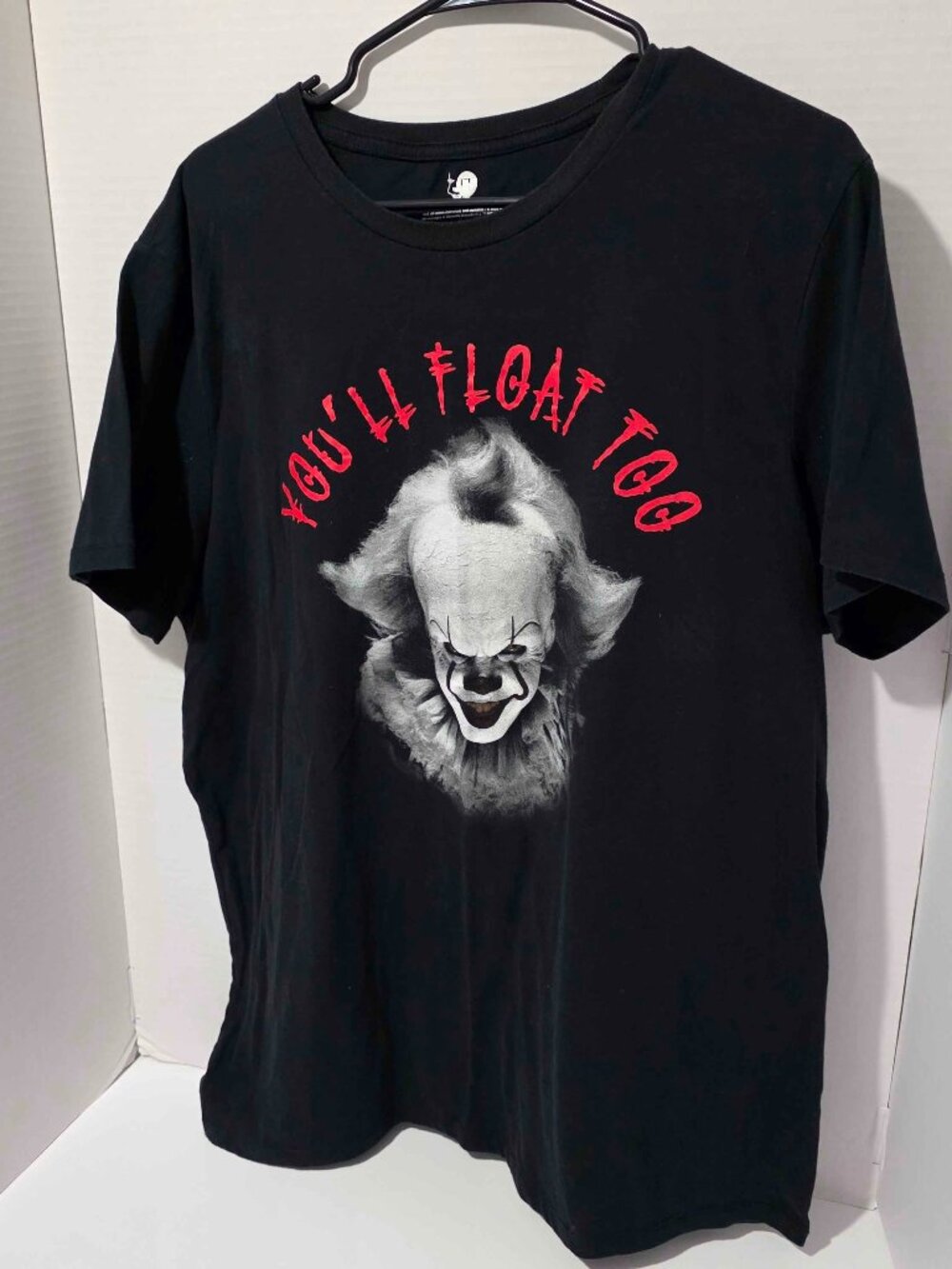 IT Pennywise You'll Float Too T-Shirt Black Horror Movie Graphic Size XL
